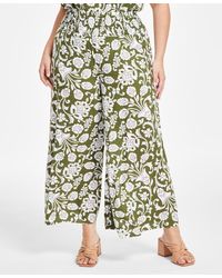 Vince Camuto - Plus Size Printed Smocked-waist Wide Leg Pants - Lyst