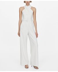 Mango - Belted Crossover Collar Jumpsuit - Lyst