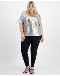 BarIII - Trendy Plus Size Shine T Shirt Studded High Rise leggings Created For Macys - Lyst
