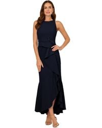 Adrianna Papell - Cascading-ruffle Crepe Gown - Lyst
