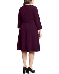 london times women's tab-waist fit & flare dress London Times Petite Fit & Flare Scuba Crepe Midi Dress - Persimmon