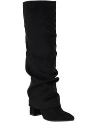 women's geima knee-high foldover slouch tall block heel dress boots Guess Wide Calf Slouchy in Black Guess | Women's Geima Knee-High