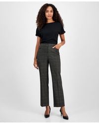 Kasper - Plaid Faux-leather Straight-leg Pants - Lyst