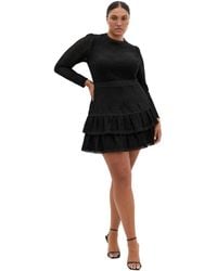 City Chic - Plus Size Gabriella Long-sleeve Lace Tiered Mini Dress - Lyst