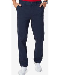 Nautica - Classic-fit Stretch Solid Flat-front Chino Deck Pants - Lyst