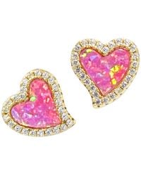 KAMARIA - Amore Heart Stud Earrings With Lab-grown Opal - Lyst
