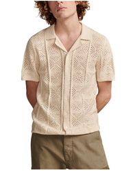 Lucky Brand - Crochet Camp Collar Short Sleeve Shirt - Lyst