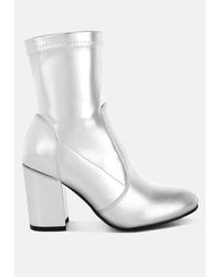 Rag & Co - Tirana Metallic Pleather Sock Boots - Lyst
