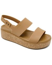 Crocs™ - Brooklyn Cork Low Wedge Sandals From Finish Line - Lyst