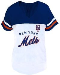 Fanatics - White/royal New York Mets Plus Size Two-stripe V-neck T-shirt - Lyst