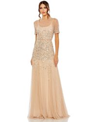 Mac Duggal - High Neck Short Sleeve Sequin Embellished Gown - Lyst