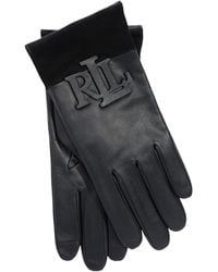 Ralph Lauren - Raised Logo Leather Touch Gloves - Lyst