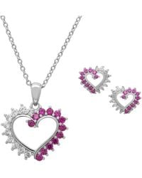 Macy's - 2-pc. Lab-grown Pink & Sapphire Pendant (1.46 Ct. T.w. - Lyst