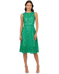 Adrianna Papell - Knit Lace Flared Dress - Lyst