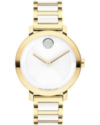 Movado - Swiss Bold Evolution 2.0 White Ceramic & Gold Ion Plated Steel Bracelet Watch 34mm - Lyst