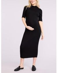 Motherhood Maternity - Mock Neck 3/4 Sleeve Ribbed Maxi Dress - Lyst