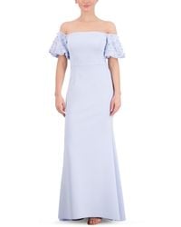 Eliza J - Petite Off-the-shoulder Beaded Puff-sleeve Gown - Lyst