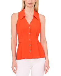 Cece - Sleeveless Button Down Collared Blouse - Lyst