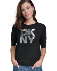 DKNY - Sequin Elbow-sleeve Sweater - Lyst