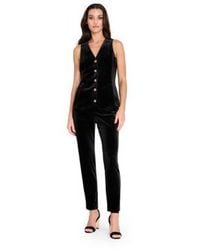 Tahari - Collarless Velvet Vest Velvet Ankle Pants - Lyst