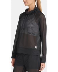 DKNY - Sports Honeycomb Mesh Funnel-neck Pullover Top - Lyst