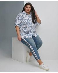 Karl Lagerfeld - Plus Size Whimsical Woven Shirt Logo Tape Slim Leg Jeans - Lyst