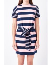 English Factory - Contrast Stripe Knit Mini Dress - Lyst