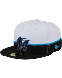 KTZ - Black/white Miami Marlins Paint Stroke 59fiftyâ Fitted Hat - Lyst