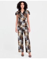 Anne Klein - Leo Palm Print Flutter Sleeve Wrap Top Palm Print Pull On Wide Leg Pants - Lyst