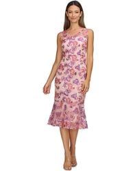 JS Collections - Embellished-floral V-neck Sleeveless Dress - Lyst