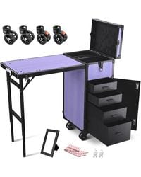 Byootique - Rolling Makeup Train Case Nail Table W/ 4pcs Replacement Wheels Purple - Lyst