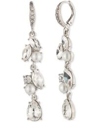 Givenchy - Silver-tone Crystal & Imitation Pearl Linear Drop Earrings - Lyst