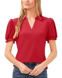 Cece - Collared Split Neck Short Sleeve Knit Top - Lyst