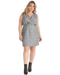 Standards & Practices - Plus Size V-neck Sleeveless Plaid Sheath Dress - Lyst