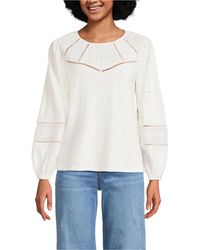 Lands' End - Long Sleeve Slub Pintuck Top - Lyst