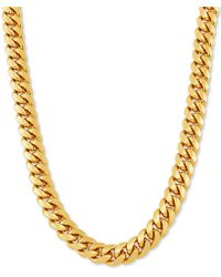Macy's Cuban Link 26" Chain Necklace In 18k Gold-plated Sterling Silver Or Sterling Silver - Metallic