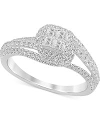 Macy's - Diamond Quad Halo Cluster Swirl Engagement Ring (3/4 Ct. T.w. - Lyst