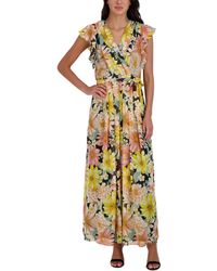 Donna Ricco - Flutter-sleeve Printed Chiffon Maxi Dress - Lyst