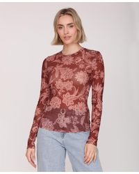 Avec Les Filles - Mesh Crew Neck Long Sleeve Top - Lyst