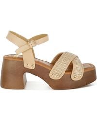 Rag & Co - Qasa Studded Raffia Clog Sandals - Lyst