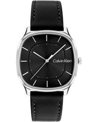 Calvin Klein - Ck Shape Leather Strap Watch 37mm - Lyst