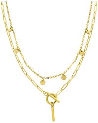Adornia - Tarnish Resistant 14k Gold-plated Confetti And Paperclip Layered Initial toggle Necklace - Lyst