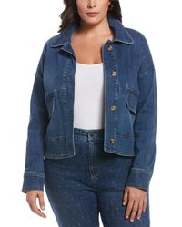 Rafaella - Plus Size Cropped Oversized Denim Jacket - Lyst