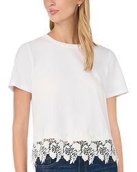 Cece - Cropped Boxy Tee With Lace Trim T-shirt - Lyst