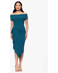 B & A by Betsy and Adam - Off-the-shoulder Midi Scuba Crepe Dress - Lyst