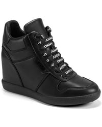 DKNY - Sereina Lace-up Wedge Sneakers - Lyst