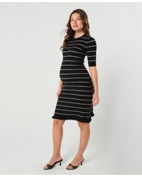 Marion - Maternity Knee Length Striped Cotton Knit Nursing Sweater Dress - Lyst