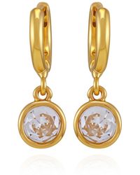 Vince Camuto - Gold Tone Cubic Zirconia Drop huggie Hoop Earrings - Lyst