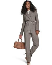 Calvin Klein - Double Breasted Belted Jacket Modern Fit Pants Textured Long Sleeve Top - Lyst
