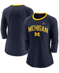 Nike - Â Navy Michigan Wolverines Tri-blend Raglan 3/4 Sleeve Top - Lyst